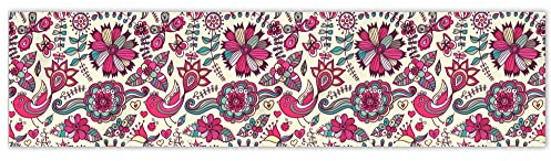 MuchoWow® Balkon Sichtschutz Sichtschutzmatte Balkonbanner Abdeckung für Terrasse Balkon Windschutz Blickdicht Wetterfest 300x80 cm Muster - Geometrie - Rosa - Vogel