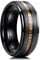 King Will Nature 8mm Black Tungsten Carbide Wedding Band Real Wood Inlay Matte Brushed Finish 9