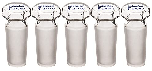 Labasics Bouchon en Verre Creux à Tête Hexagonale en Verre Lot de 5, Bouchon Creux en Verre à Tête Hexagonale pour Verre à Joint Extérieur 24/40 avec Fond Fermé