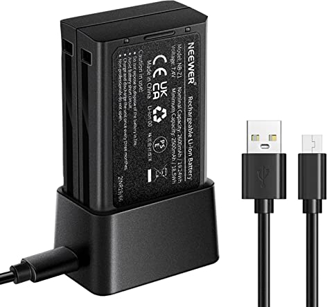 NEEWER 7.4V/2600mAh Lithium Battery and USB Charger Set TTL Z2-C/N/S, Z1-C/N/S, Z760-C/N/S Round Head Flash Speedlite, Lithium Replacement Battery DC 5V/2A Input, 8.4V/1A Output USB Type C Charger