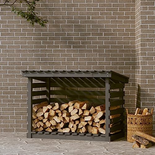 Kaminholzregal grau 108x73x79 cm massiv Kiefer Artikelfarbe grau