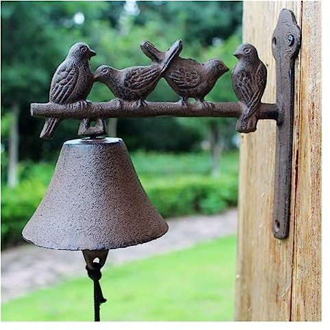 AVLUZ Gusseisen-Dinner-Glocke, Retro-Stil, schöne Vögel, Türklingel, manuell schüttelnde Türklingel – Türklingel for Aufhängen an der Wand im Innen- und Außenbereich – Garten, Zuhause, Wanddekoration