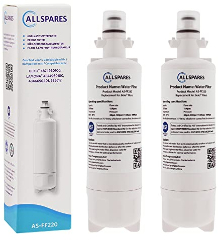 AllSpares Lot de 2 filtres à eau pour réfrigérateur LG Beko Küppersbusch Blomberg 4874960100