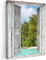 MuchoWow© Leinwand Bilder 50x70 cm Wanddeko Wohnzimmer Aesthetic Room Decor Deko Zimmer Wandbilder Modern Fotogeschenke Palme - Meer - Fensterblick - Tropisch
