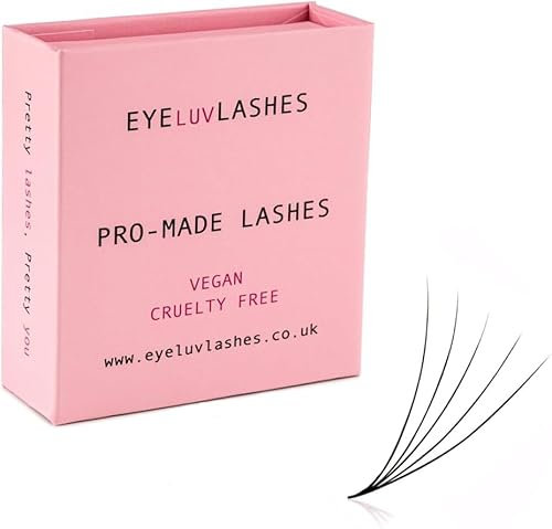 5D Pro Made Fans 500 x Loose Fans Handmade Lash Fans Pointed Base 0.07 Promade Lashes Individual Fans Eyelash Extensions Eyeluvlashes (CC Curl 09mm Length)
