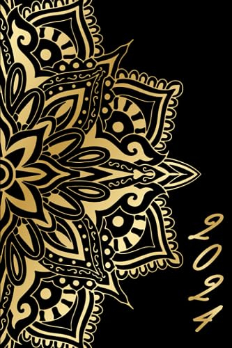 Kalender 2024: Kompakter Jahresplaner Wochenübersicht | A5 | Januar bis Dezember | Ferien, Feiertagen Monatsübersicht und vieles mehr | Organizer und Zeitplaner für 1 Jahr | Golden Mandala