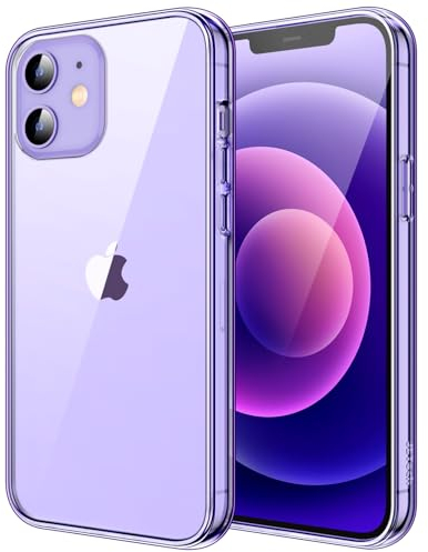 JETech Case for iPhone 12/12 Pro 6.1-Inch, Non-Yellowing Shockproof Phone Bumper Cover, Anti-Scratch Clear Back (Deep Purple)