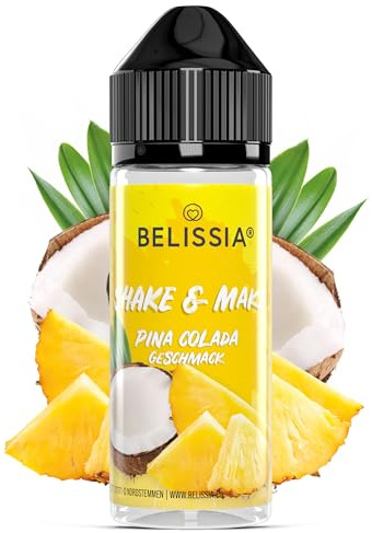Belissia Shake and Make Pina Colada Geschmack 10ml Aroma + Schüttelflasche | Lebensmittelaroma, vegan, ohne Zusatzstoffe, 120ml Flasche, für Backen, Speisen, Getränke, Shakes, DIY und Raumduft