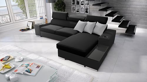 Best for Home Pete I Mini Ecksofa mit schlaffunktion und bettkasten - die perfekte Lösung für Ihr Wohnzimmer - Sofa l Form - Couch l Form - eckcouch