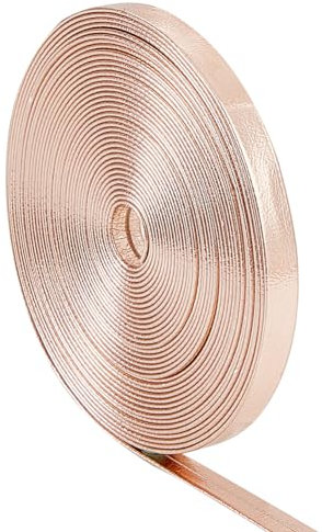GORGECRAFT 5m X 6mm Flache Metallische Lederbänder Glänzende Lederschnur Glänzender PU-Leder-Spitzenstreifen Perlenschnur Bastelband Doppelseitiges Kunstzubehör Kordel Zur Herstellung Roségold