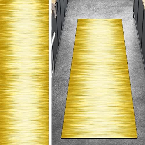 Teppichläufer für Flur, lang, abstrakter Küchenteppich, 80 x 200 cm, gelb, Küchenläufer, rutschfeste Teppichmatten, Teppichläufer, waschbar, Kurzflor, Polyester, Flur, Schlafzimmer, verstell
