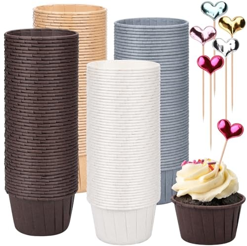 UCAMP 200 Piezas Moldes Magdalenas Papel,Papel Magdalenas,Papel para Cupcakes,Moldes Magdalenas,Moldes Papel Magdalenas,Papel Muffins para Cumpleaños,Bodas,Fiestas,horno doméstico,4 Colores