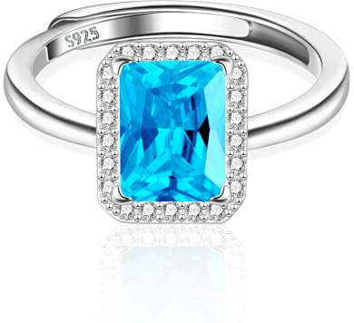 ALEXCRAFT Ringe Silber 925 Damen mit Eckige Blau Zirkonia Schmuck für Frauen Freundin Mama Mädchen