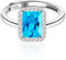 ALEXCRAFT Ringe Silber 925 Damen mit Eckige Blau Zirkonia Schmuck für Frauen Freundin Mama Mädchen