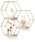 Generisch Hexagon Wandregal Metall 3er Set in 1 Modernes Metallwandregal Holz Schweberegal Hängend Wandregal Wanddekorregal für Schlafzimmer Wohnzimmer Küche und Büro (Gold), SHELF-3-BLACK
