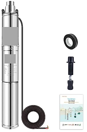Solarbrunnenpumpe im Freien, Tauchbrunnenwasserpumpe Solarwasserpumpe mit integrierter Steuerung for Elektrozyklus (Color : Small, Size : 3SP2-65-D24-370BI)