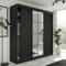 KIER FURNITURE Schiebegarderobe LAMARO mit Spiegel - Schrank Schlafzimmer – Schlafzimmerschrank – Wardrobe Bedroom – Kleiderschränke – Kleiderschrank - 250x205x59cm - Schwarz
