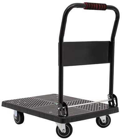 Transportwagen Plattformwagen Handwagen Rollwagen Klappbar bis 150kg,für Lagerung, Verteilung und Transport im Innen, 48 * 72 * 85cm, Schwarz