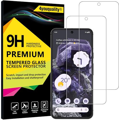 4youquality Lot de 2 films de protection d'écran en verre trempé pour Google Pixel 8 (6,2 pouces) [LifetimeSupport] [Résistant aux chocs] [Anti-rayures]