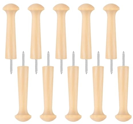 Grendly Pack of 10 Shaker Nails, Screw in Wooden Hook Shaker Nails, 3.7 Wood Hook Nails, Untreated Shaker Nails for Hanging