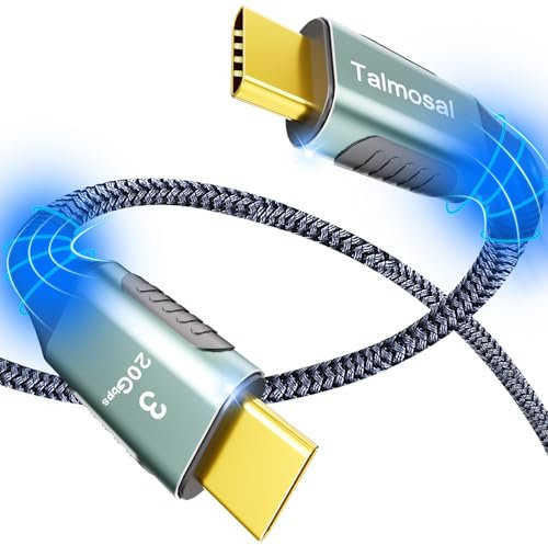 Talmosal 100W for Long Thunderbolt 3 Cable 15 ft, Support 4K@60Hz 20Gbps with PD Fast Charging for iPhone 16/15, MacBook Pro, Docking, eGPU, SSD, Surface Pro, VR Headset