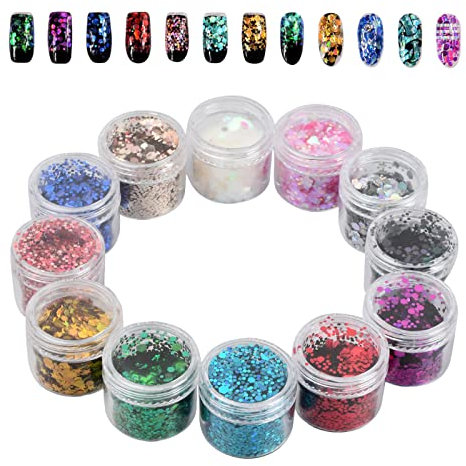 12 colores de lentejuelas con purpurina para la cara, lentejuelas con purpurina, maquillaje, cara, carnaval, purpurina en polvo para uñas, sombra de ojos, bricolaje, manualidades