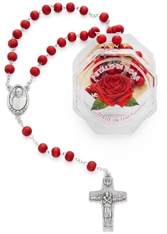 Mondo Cattolico - Rosario cattolico in Cinque Decadi in Petalo di Rosa del Papa - Ideale come Regalo Cattolico (Papa Francesco)