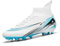 BLBK Crampon Foot Homme pour Homme - Unisexe - pour l'extérieur et Les Jeunes - Gazon synthétique - Entraînement en Plein air - Chaussures de Football Professionnelles, Blanc Ags, 32 EU