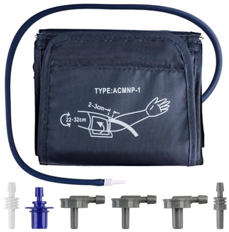 Medium Blood Pressure Cuff, 22-32CM Replacement M Szie Cuff Adjustable Applicable for Average Upper Arm with 6 Connectors Universal for Omron BP Monitor Home Use Not Included Machines