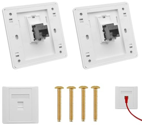 2Pcs Gigabit Network Socket,Rj45 Socket,Cat6 Gigabit Network Socket,86x86mm Ethernet for Ethernet Cable Installation Female to Female Internet Outlet