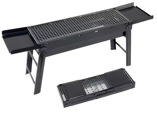 Stainless Steel Portable Charcoal BBQ Grill with Foldable Trays – Lightweight Folding Barbecue for Garden, Patio, Travel, Camping & Picnics – Easy Setup, Ash Tray & Oil Drip Design