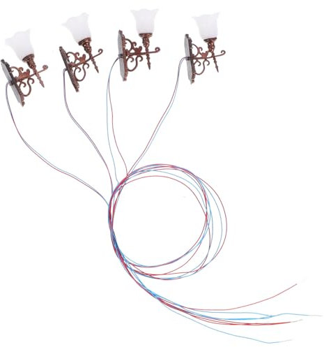 Totority Lot De 4 Appliques Murales Décoratives Lampe De Table Micro-Éclairage D'Intérieur Lampe De Rue Lampes Miniatures pour Maison De Poupée Lumières LED Miniatures Lumières