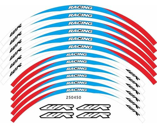 LXSKJ Pegatina para carrocería para Yamaha WR 250R WR 250F WR 450F Adhesivos para Ruedas De Moto Adhesivos Reflectantes Franjas De Llanta(BLU)
