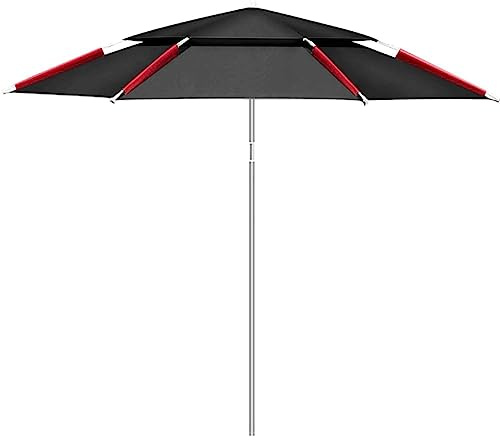 QUSYZD Parasol de terrasse inclinable et réglable, Parasol de pêche Noir, Parasol de Plage à Double Ventilation, 2,2 m,2.2M