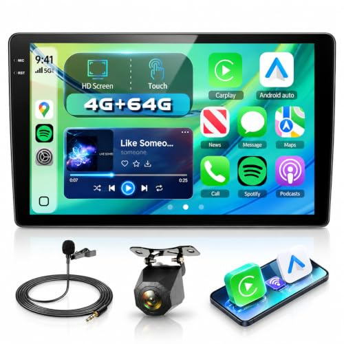 Motorsi 2 Din 4G+64G Autoradio 10'' 1280P Touchscreen Stereo Radio mit Android 15 System, A-pple Carplay Android Auto GPS Bluetooth 5.0 WiFi FM/RDS 2USB unterstützt DAB+ OBD2