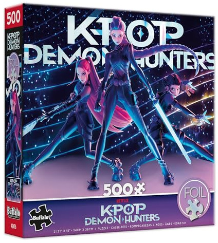 Buffalo Games – HUNTR/X - 500 Piece Kpop Demon Hunters Foil Jigsaw Puzzle - Colorful Puzzles – Precision-Cut Pieces, Beautiful Artwork, and Hours of Relaxing Fun