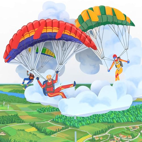 papercrush Pop-Up Karte Fallschirmspringer, 3D Geburtstagskarte für Ihn | Adrenalin Gutscheinkarte für Männer (Freund, Papa), Paragliding, Gutschein für Fallschirmsprung, Skydiving und Tandemsprung