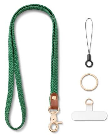 MORSUNBELA Schlüsselband zum Umhängen Lang Lanyard Elastisch Schlüsselanhänger Grasgrün