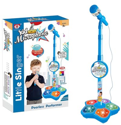 Microphone pour Enfant avec Support | Jouet Microphone Karaoké pour Enfant avec Support Réglable Et Lumière Colorée | Jouet Musical pour Effets Sonores Amusants
