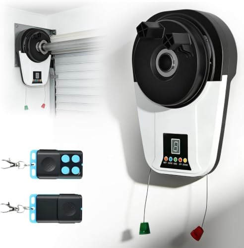 NBYTLT Automatic Roll Up Door Opener with 2 Remote,220V 800N Powerful Motor | Commercial Roll Up Garage Door Opener for 22M² Roller Shutter, for Warehouse, Shops and Garages (Batteries not Included)