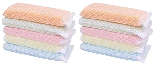 VINTORKY 10pcs Soft Kitchen Scouring Pads Double Side Sponge Scrubbers Non-Scratch Dish Washing Cloths for Sinks and Office Cleaning Random Color