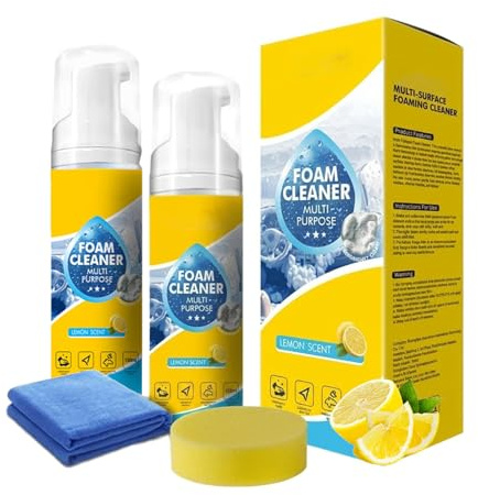 4-in-1 Multi-Enzyme Foam Cleaner, 150ML Powerful Foam Cleaner Multi Purpose, Professional Deep Cleaning for Car Interior, Kitchen, Bathroom & Sofa (2pcs)