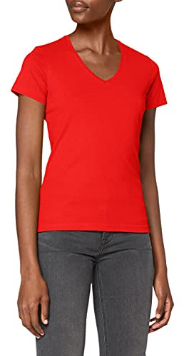 Stedman Apparel Women's Classic-T V-Neck/ST2700 Regular Fit Short Sleeve T-Shirt, Scarlet Red, Size 12 (Manufacturer Size:Medium)
