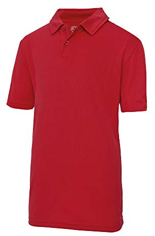 Just Cool Kids Unisex Sports Polo Plain Shirt (9-11) (Fire Red)