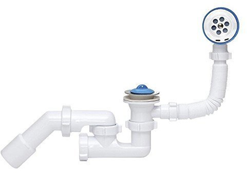 Bathroom Bath Bathtub Drain Waste P-Trap Set with Stainless Steel Strainer and Plug