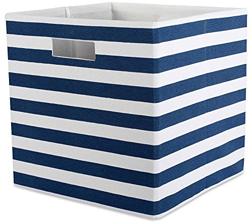 DII Polyester Cube Storage Collection Hard Sided Collapsible, 11x11x11, Nautical Blue