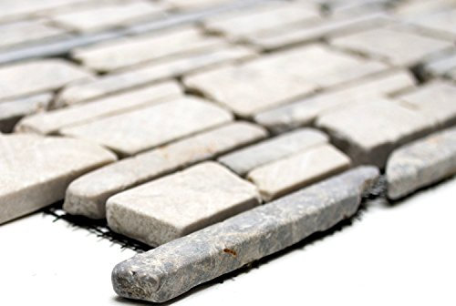 Mosaico mosaico in mattoni tinta unita grigio marmo pietra naturale cucina pietra mosaico formato: 25 – 105 x 15 x 8 mm, dimensioni foglio: 305 x 305 mm, 1 foglio/opaco
