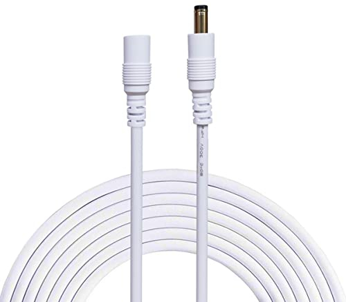 Liwinting 5m/16.4ft Universal DC Verlängerungskabel 5.5mm x 2.1mm Anschlusskabel 12V Gleichstrom Verbinderkabel Verteiler Männlich zu Weiblich für Netzteil, CCTV-Kamera Power - Weiß