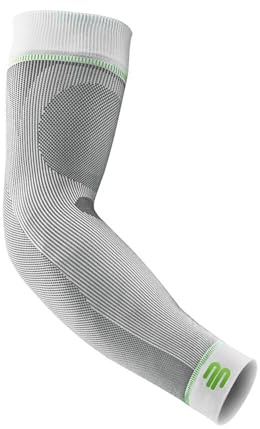 Bauerfeind Sports Compression Arm Sleeves (1 Pair) - Air Knit Fabric Breathable, Durable, Washable (White,Medium/X-Long)