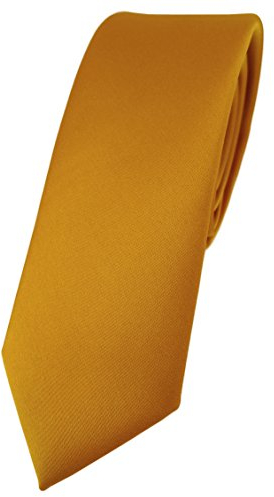 TigerTie Herren Krawatte – schmale 5,5 cm Krawatte in orange gelborange einfarbigem Design, ideal für Geschäftstermine, festliche Anlässe und die Freizeit